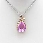 Rose Gold Plated 925 Silver Pendant with 10mmx14mm Pink Cubic Zircon(PSJ0423)