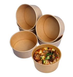 Wholesale Customized Disposable Heatable Food Packaging Boxes Round Kraft Paper Salad Plates Bowl from china suppliers