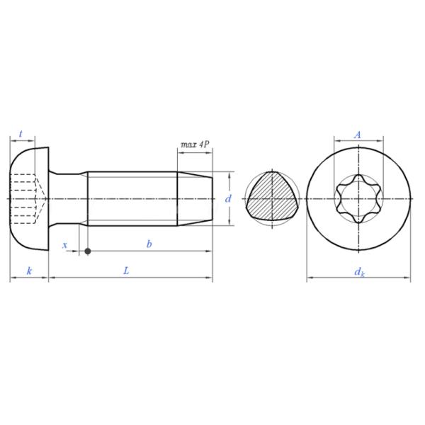 DIN7500 PE M6X12 Hexalobular Socket Pan Head Thread Rolling Screws