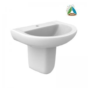 Wholesale SASO Semi Freestanding Pedestal Basin Wall Hang With Overflow Sanitary Ware from china suppliers