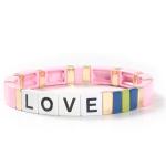 Adjustable Rainbow Enamel Tile Bracelet Love Letters For Gift