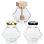 Hexagon Thickened Transparent Food Storage Different Sizes Glass Honey Jars With