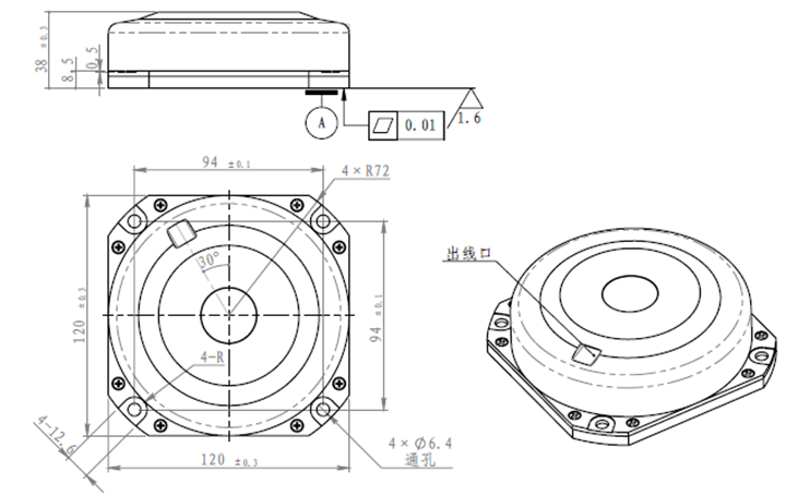 S-F120H High-precision Single-axis Closed-loop Fiber Optic Gyroscope,Bias Stability≤0.001,Zero Bias Repeatability (1 )≤0.001