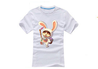 Round Neck Casual T Shirts Silk Screen Printing White Colour Eco - Friendly