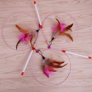 Wholesale Popular Handmade Interactive Cat Toys Soft Teaser Stick Toy With Feather from china suppliers