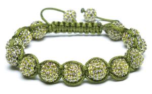 Wholesale Adjustable Shamballa Bracelet, Green Rhinestone Ball from china suppliers
