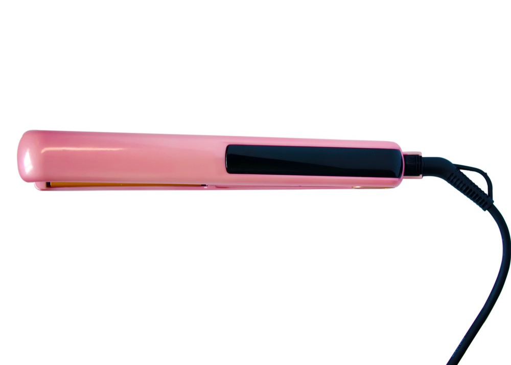 Pink CE ROHS PTC Heater Flat Iron Hair Straightener