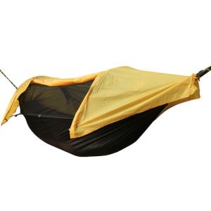 China 270*140CM Outdoor Yellow Waterproof 210T Polyester Portable Camping Tent 70D Ripstop Nylon Mosquito Net Hammock 2 In 1 on sale