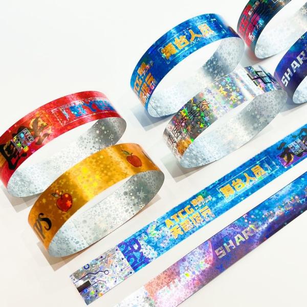 Hot Sale Shiny Laser Glitter Promotional Wristband Waterproof Laser Paper