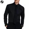 China New fashion solid black slim fit shirts pattern shirt men's long sleeve casual shirt on sale