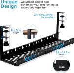 No Drill Under Desk Cable Management Tray 21.7" Retractable Clamp Mounted Cord