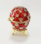 Decorative Earring Ring Trinket Holder Box Hand Painted Faberge Egg Style Hinged