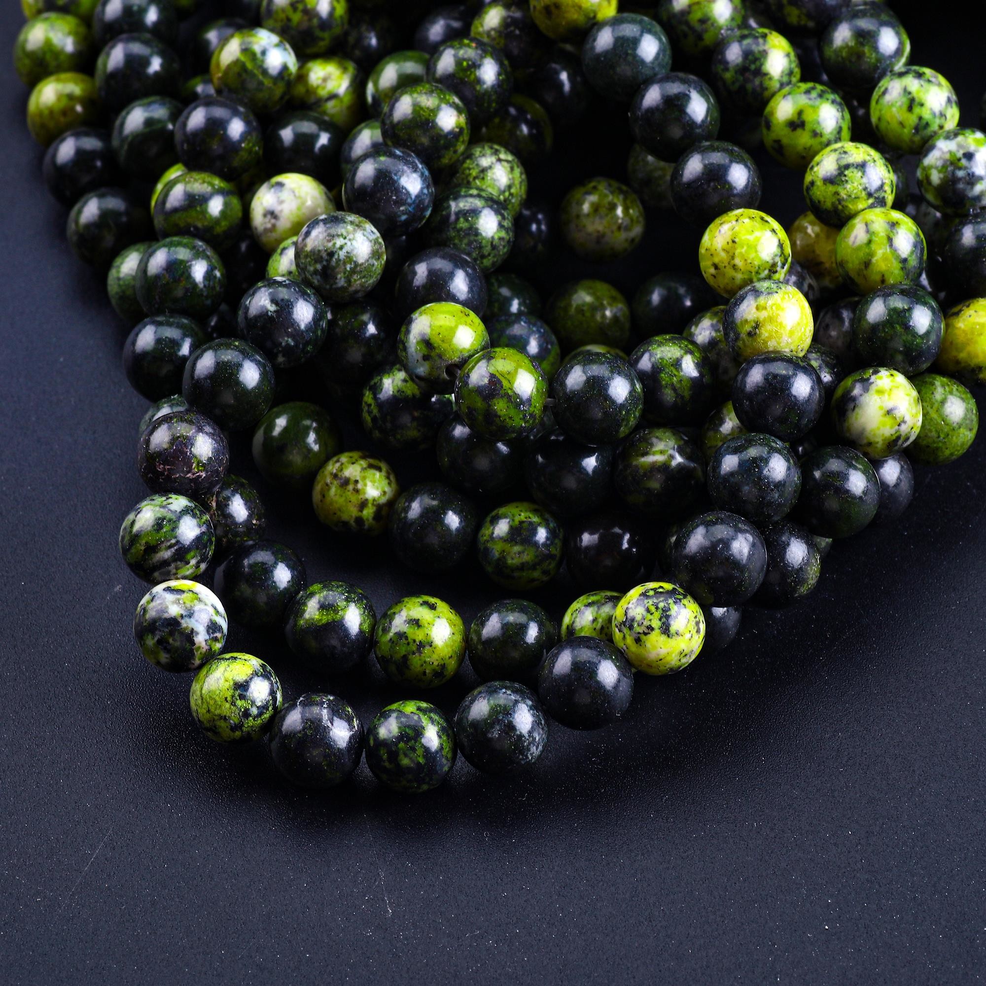 Serpentine Jade Round Bead Natural Crystal Gemstone Loose Bead Strands for DIY Jewelry Making