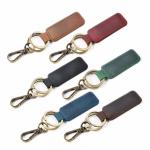 Men Engraved Leather Keychain With Rings Iron Pu Leather Keyring