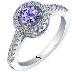 Gem Stone King 0.87 Ct Round Blue Tanzanite White Topaz 925 Sterling Silver