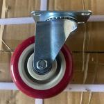 Medium Duty Trolley Casters 4 Inch Red Polyurethane Swivel Wheels PVC Ball