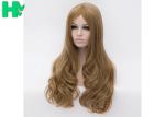 Brown No Bangs Synthetic Water Wave Long Hair Wigs For African Women