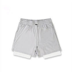 Men 90 Polyester 10 Spandex Compressionh Quick Dry with Liner Training Running Short 2 in 1 Gym Shorts for Men