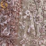 Embroidery Mesh Wedding Lace Fabrics Nigerian Beaded 140cm Width