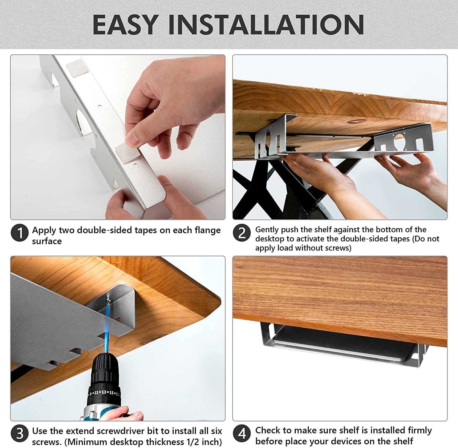 Effortless Organization Under Desk Storage Shelf Drawer Organizer for Sit Stand Desks