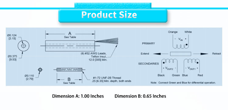 Highly Accurate UNIVO UBMD-375-100 AC Range 2.5mm Displacement Sensor for Industrial