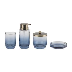 Wholesale Ombre Blue Glass Bathroom Accessories Set Round Shape Lotion Dispenser Bottle Included from china suppliers