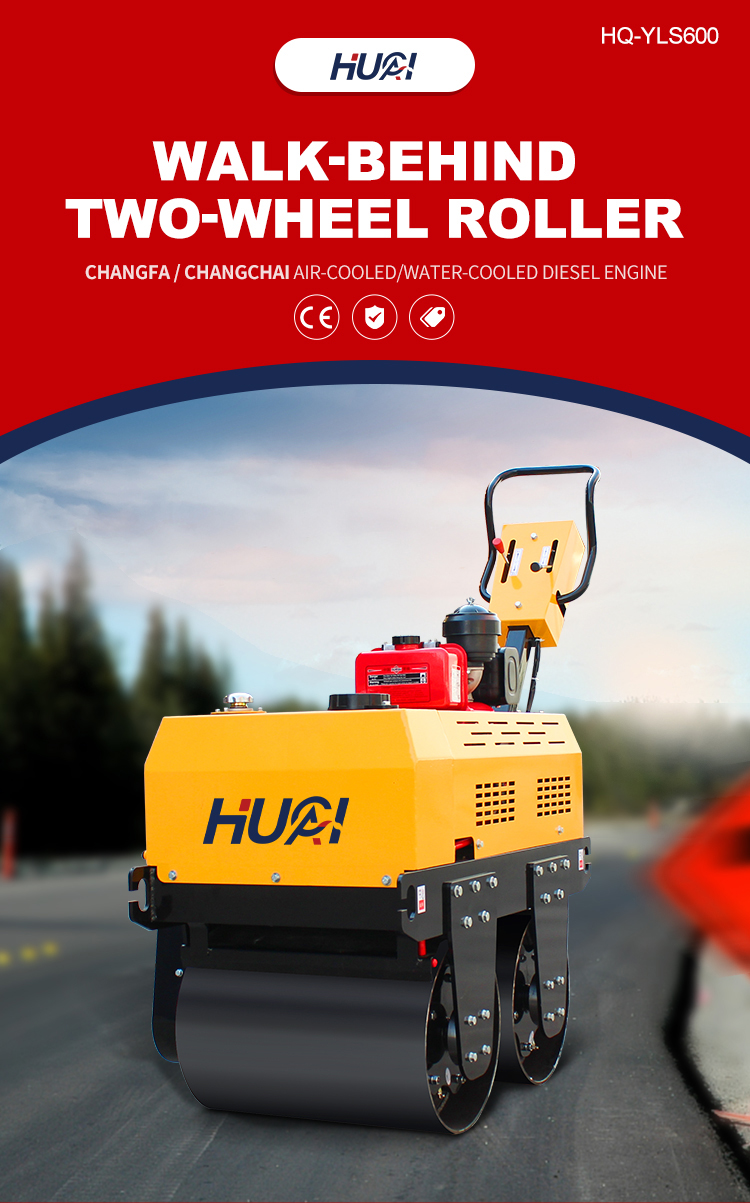 Mini 0.5 Ton Double Drum Vibrating Road Roller Compactor with Kawasaki Hydraulic Pump