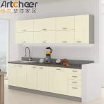 French Style Kitchen Cupboard with Radius Beveled Edge Countertop and Melamine