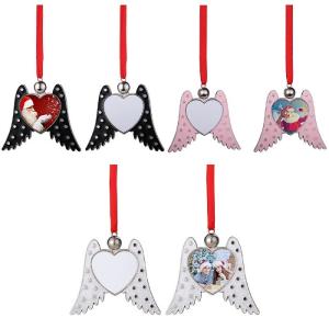 Wholesale Sublimation Blank Metal Angel Wings Christmas Ornaments Sublimation Christmas Decorations from china suppliers