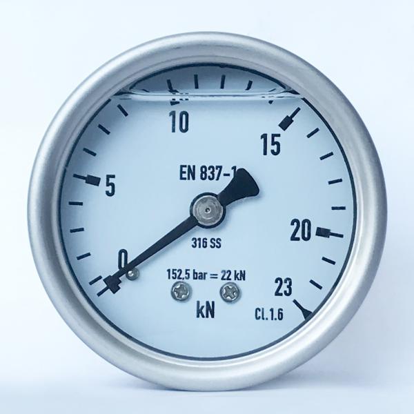 2.5" 23 KN Liquid-filled Manometer 316 SS Tube/Socket All Stainless Steel