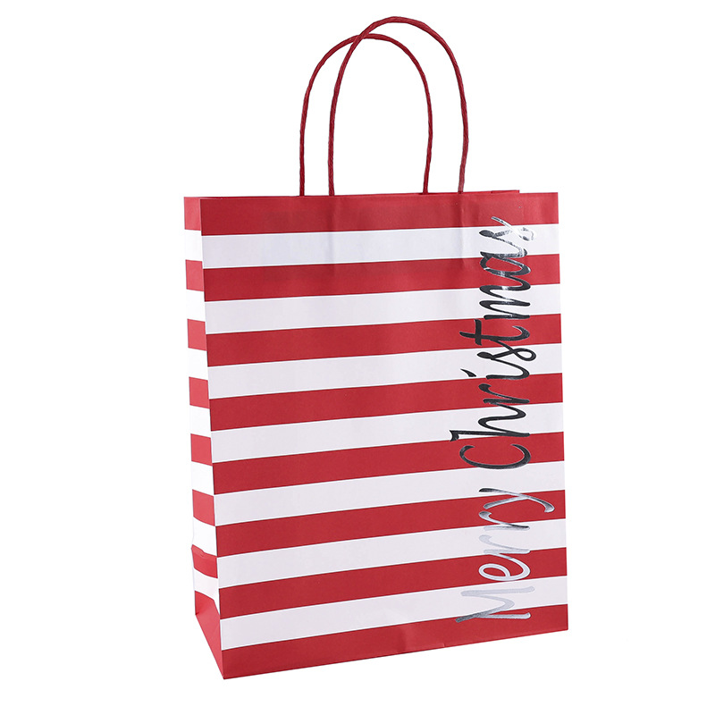 Recycled Christmas Kraft Paper Gift Bags Ultraportable Multifunctional