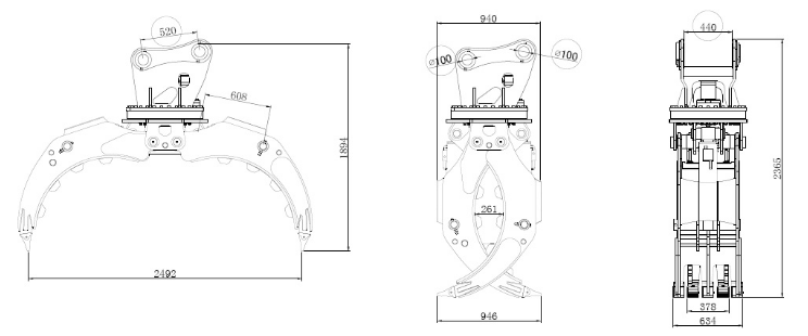 Chainsaw Mini Hydraulic Timber Grapple Excavator Attachments