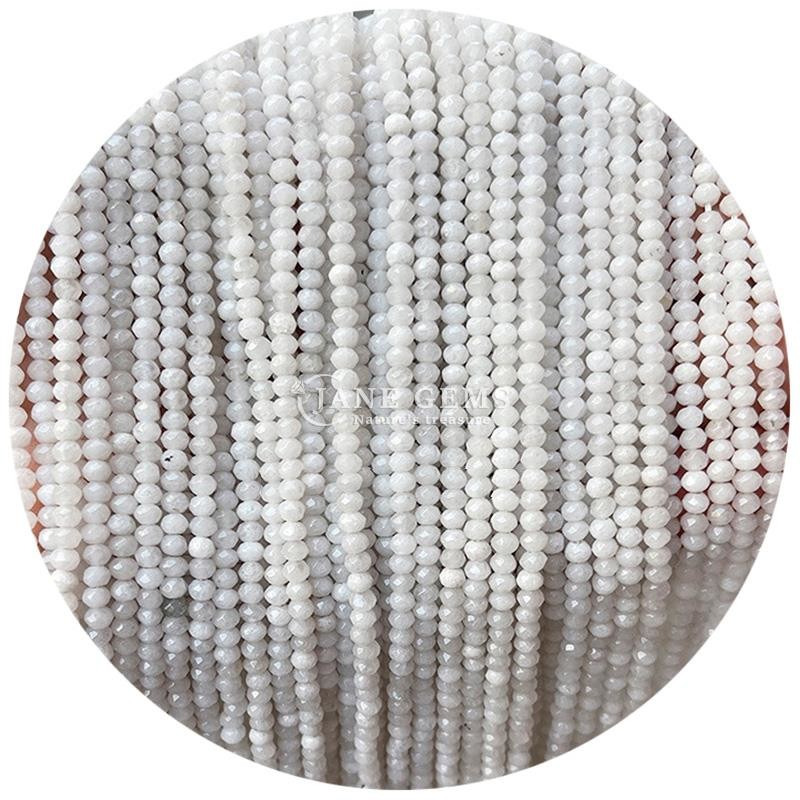 White Black Chalcedony Gems Bead Natural Crystal Faceted Abacus Shape Small Loose Bead Strands for Bracelets