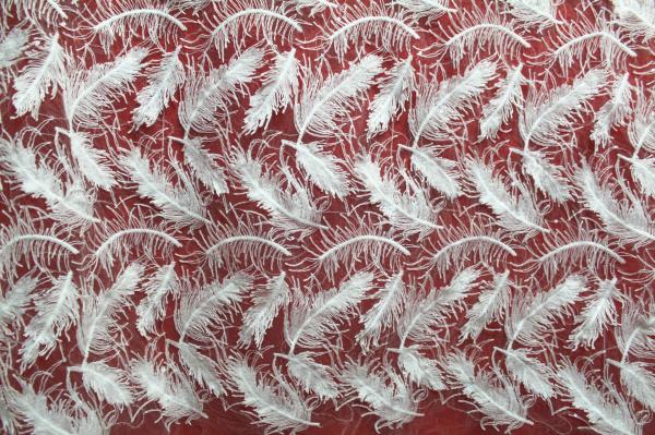 2017 Hot Sale Garment Accessories White Fether Embroidery Lace Fabric With