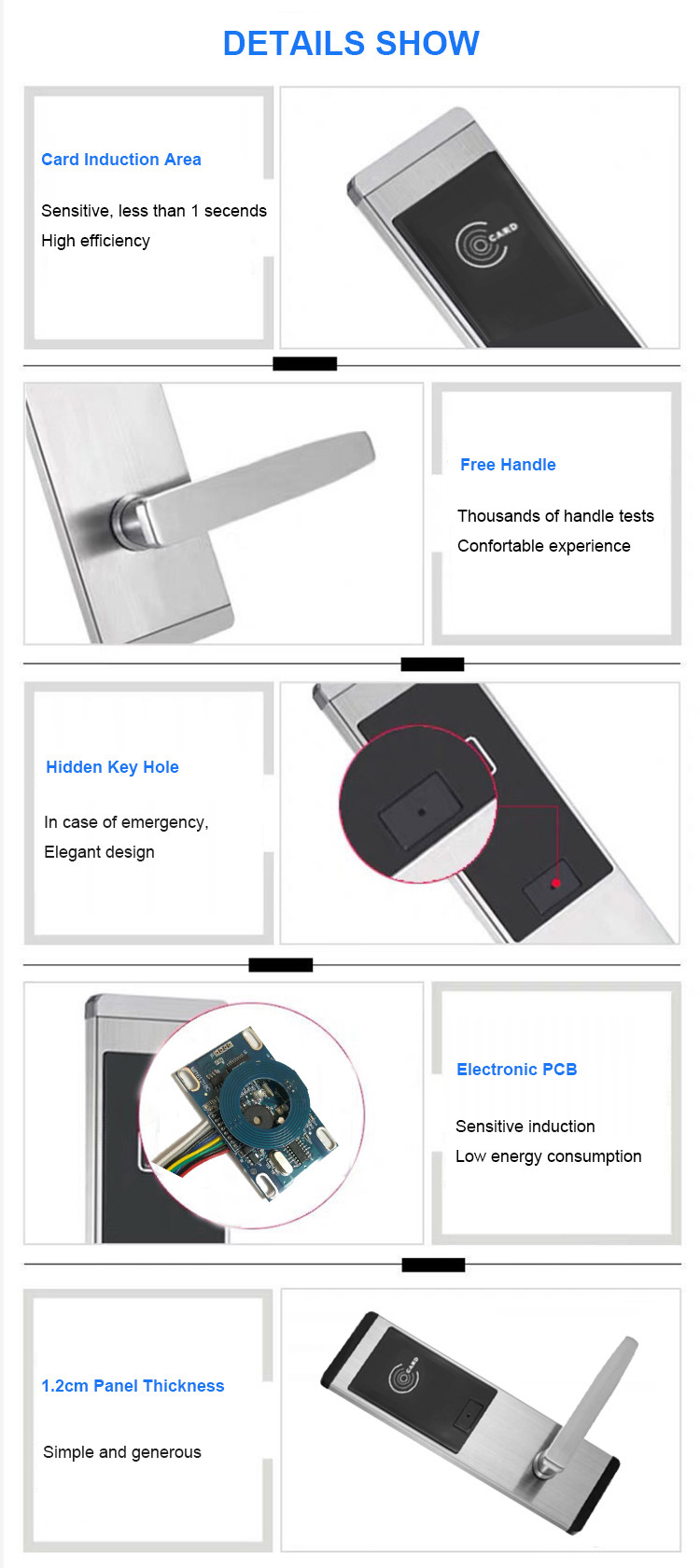 Stainless Steel Electronic Door Lock RFID Hotel Door Lock Key With Card Encoder