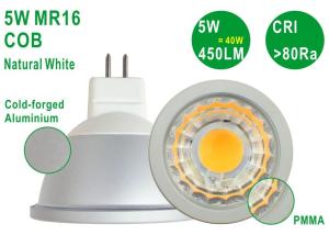 Wholesale Energy Saving Aluminium 5W 450LM CRI80 Bright G5.3 MR16 Natural White COB Spotlight from china suppliers