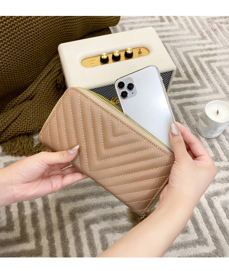 Double Zipper Nylon Lining Material Lady Wallet with RFID Blocking and Fashion Design