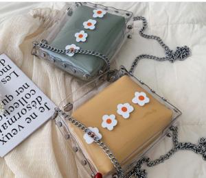 Wholesale Candy Color Zipper Puller EVA PVC Handbags With Flower Printing from china suppliers
