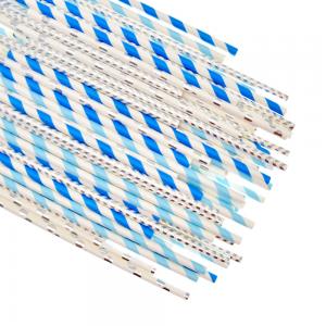 China 197mm 10mm Party Gold And White Striped Compostable Disposable Paper Straws on sale