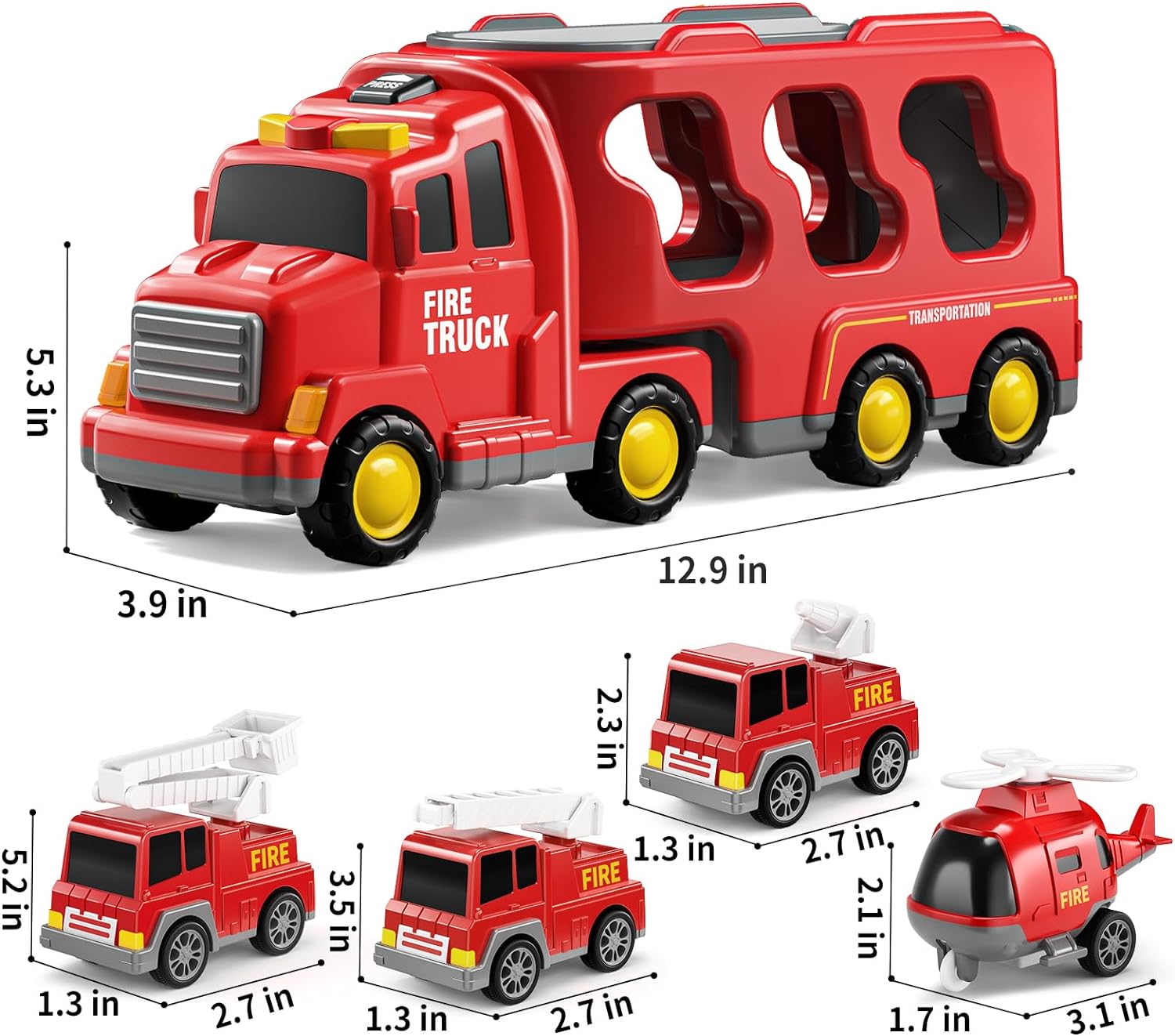 Scale 1 18 Friction Toy Carrier Truck for Kids Fire Toys Boys Girls Transport Vehicle