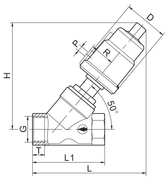 1 1/4'' Threaded 2/2 Way Pneumatic Angle Seat Valve Double Acting 0