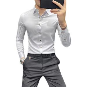 Wholesale Long-Sleeved Custom Formal Shirt For Men Printed Polyester Cotton Slim Fit Casual Shirt from china suppliers