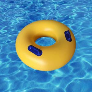 Wholesale OEM Aqua Park Double Tube Yellow Plastic Inflatable Swimming Floating Rings With Handle For Children from china suppliers