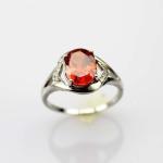 925 Silver Jewelry Oval Purple Cubic Zircon and Rhinestone Ring(R123)