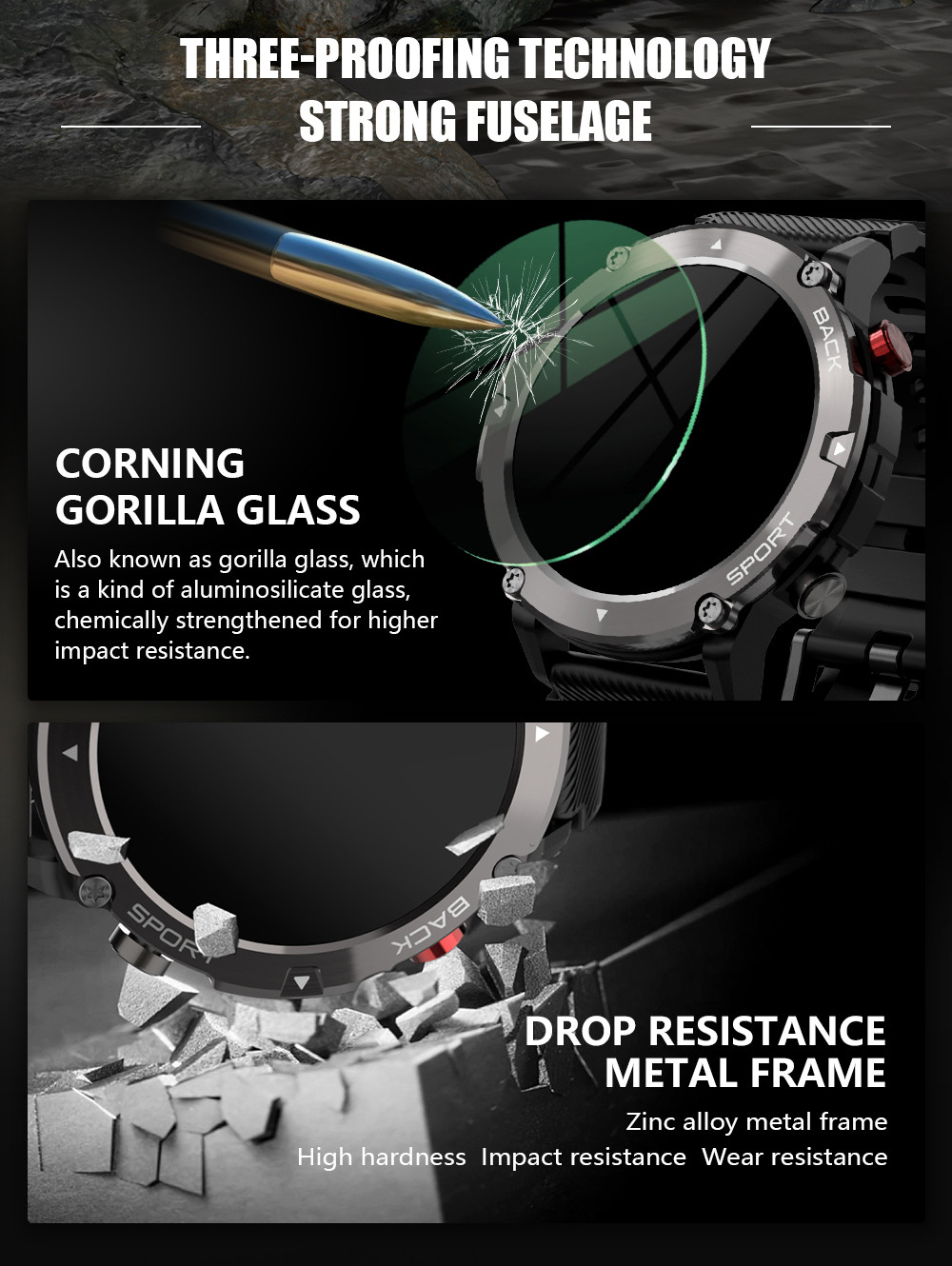 Touch Screen Tactical Smartwatch with Text and Call, Heart Rate, Blood Oxygen, and Activity Trackers