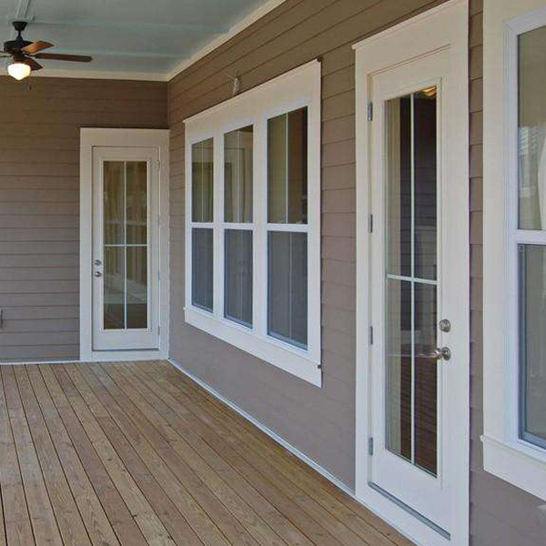 Windproof Double Hinged Glass Entry Doors PVC Impact Resistant ODM
