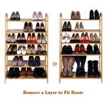 100% Natural Bamboo Shoe Bench Shoe Storage Racks Shelf Organizer 4 Layer