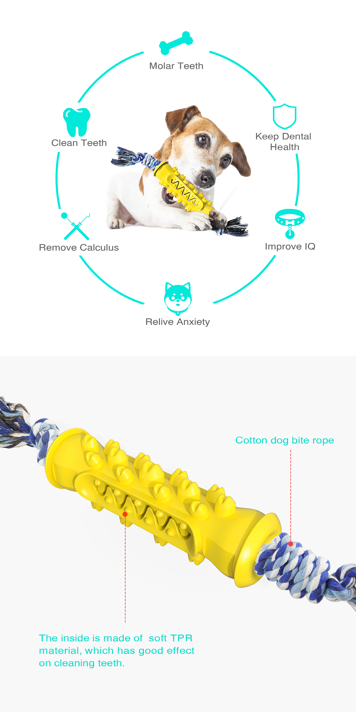 Factory Direct Sale With Rope Single Serrated Molar Stick Pet Dog Teeth Cleaning Dog Training Toy