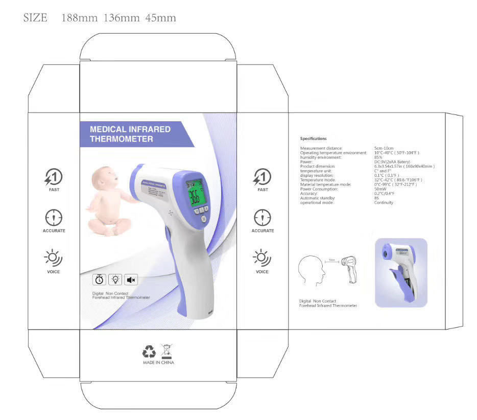 High Performance Medical Infrared Thermometer Non Touch Digital Thermometer