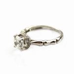925 Sterling Silver Pave 6mm Round Clear Cubic Zirconia Engagement Ring(F05)